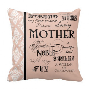 Modern Word Cloud Mother Text Sayings - Blush Throw Pillow