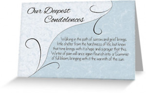 Our Deepest Condolences with Words - Pastel Blue & Vintage Scrolls by ...