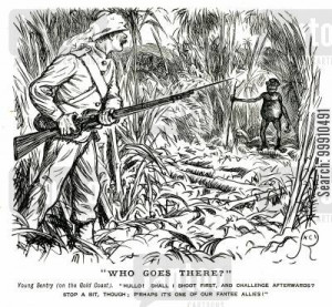 Colonial British Soldier Cartoon British soldier and native