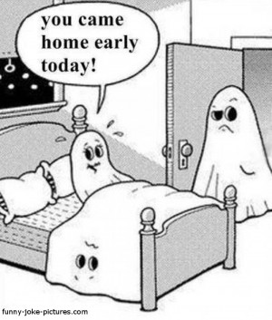 Funny Ghost Sheet Marital Affair Cartoon Picture Image Joke