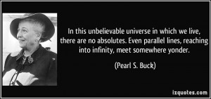 ... parallel lines, reaching into infinity, meet somewhere yonder. - Pearl