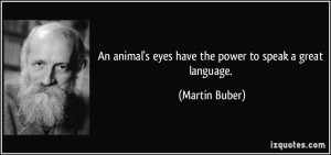 ... animal's eyes have the power to speak a great language. - Martin Buber