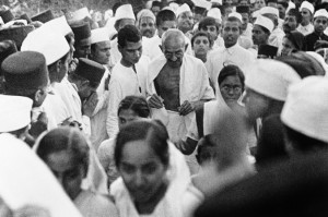 Mahatma Ghandi, who had many famous quotes and saying, surrounded by ...