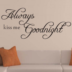 PQ ALWAYS KISS ME GOODNIGHT Quote Removable Vinyl Wall Sticker Decal ...