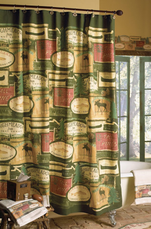 Rustic Fishing Shower Curtain Bathroom