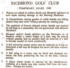 Richmond Golf Club Temporary Rules 1940
