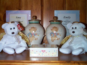 Amie-Lee & Emilys~ Urns and ~Amie-Lee & Emily's~ memorial plaque at ...