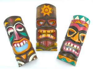 Set of 3 Polynesian Hawaiian Tiki Bar Style Wall Masks 12 inches ...