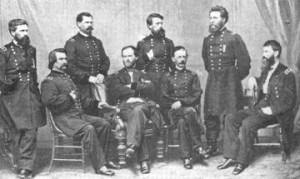 General Sherman's staff (from left): O.O. Howard, John A. Logan ...