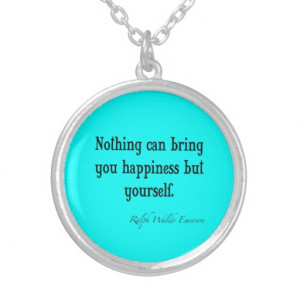 Vintage Emerson Happiness Quote Neon Blue Teal Pendants