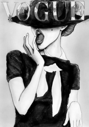 black and white, fashion, frida gustavsson, girl, illustration, style ...