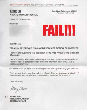 ... miss The Funniest Rejection Letter Ever (will open in a new window