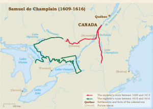 Voyages Samuel De Champlain Route Map