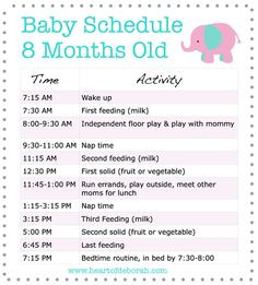 Sample feeding and sleeping baby schedule for 8 month old baby ...