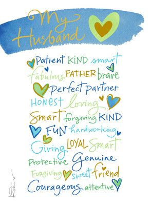 Handlettered Husband Words Father's Day Card