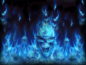 Blue Flaming Skulls Image