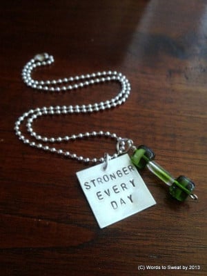 Fitness Motivation Necklace with Dumbbell - Stronger Every Day
