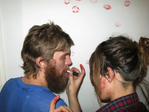 DASH SNOW and LOU DOILLON doing a DAN COLEN’S kiss painting, New ...