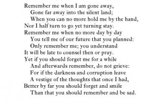 Christina Rossetti, “Remember”