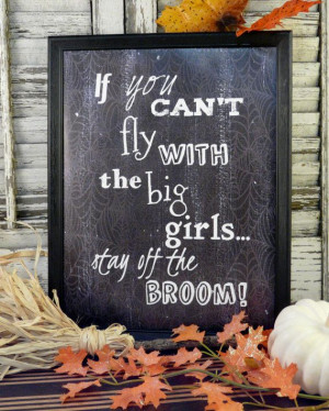 Halloween Fly Witch sign digital pdf - big girls black uprint words ...