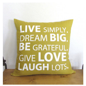 Live Simply Inspiration Quote Pillow Cover - Citrine / Off White
