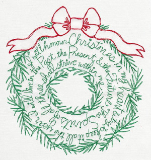 Charles Dickens Christmas Carol Quote Wreath Embroidered Cotton ...