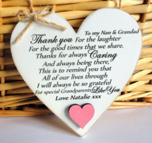 Thank you GRANDPARENTS Plaque NAN GRANDAD Gift 10cm Friend Gift Shabby ...