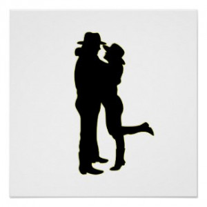 Cowboy and Cowgirl in Love Silhouette by Artists4God