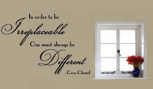 Wall Decal Coco Chanel VINYL WALL QUOTE In Order to be Irreplaceable ...