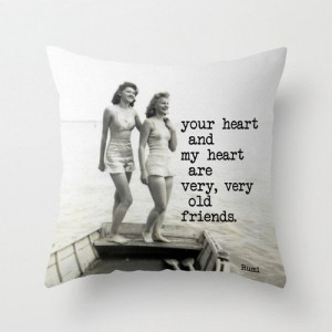 Best Friends Pillow | Old Friends Rumi Quote | Vintage Rowboat Girls l ...