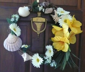 Wreath made by Neil and Ann-Marie Johnson of flowers/shells from the ...