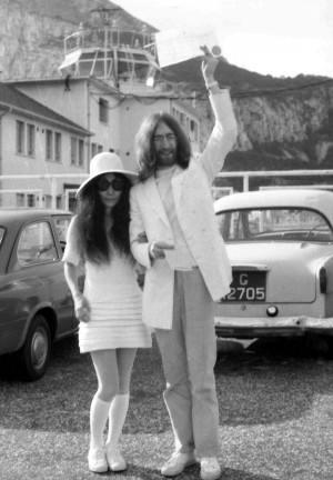 Beatle John Lennon, right, and Yoko Ono are shown circa 1969 at an ...