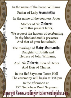 Unique Wedding Invitations Wording Medieval wedding invitation