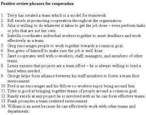 Employee Performance Appraisal Phrases