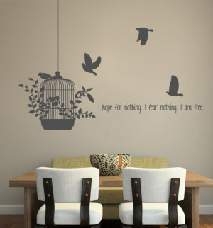Hope Fear Free Vinyl Quote Birds Cage Sticker