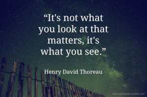 ... what you look at that matters, it's what you see.