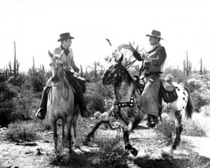Duke with Cochise and James Caan in El Dorado, 1966. One source says ...