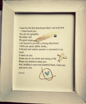 JANE EYRE Framed Quote...ideal wedding gift or present for your ...