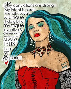 Aquarius Art print Astrology February Birthday January Birthday Air ...