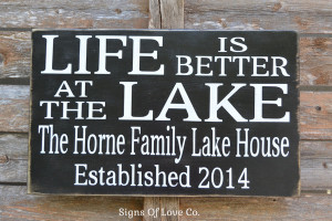 ... Date Life Is Better At The Lake Decor Quote Sayings Wood Plaque