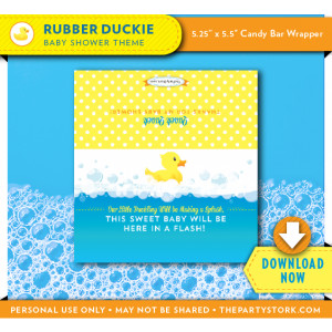 Rubber Duck Baby Shower Candy Bar Wrappers