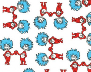 Dr. Seuss PLAYFUL Thing One Thing T wo From Robert Kaufman 1 Yard ...