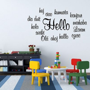 Hello Foreign Language Quote Bonjour Hola Wall Sticker Art Decoration ...