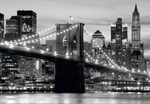 Fototapete Tapete Brooklyn Bridge schwarz weiß New York Foto 360 cm x ...