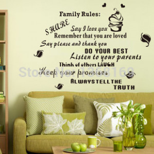 Removable Family Rules PVC Wall Stickers Quotes and Sayings Decorative ...