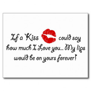 Romantic Love Kiss Quote Kissing Romance quotation Postcard