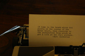 Ravi Zacharias quote on typewriter