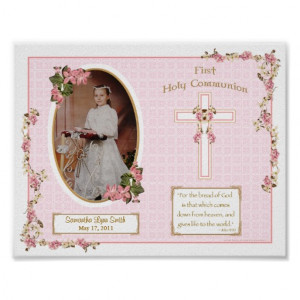 Pink Cross First Holy Communion Personalised 11x14 Posters