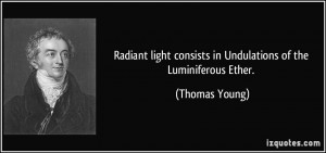 ... consists in Undulations of the Luminiferous Ether. - Thomas Young