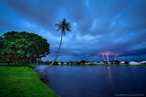 Lightning Storm Over Lake